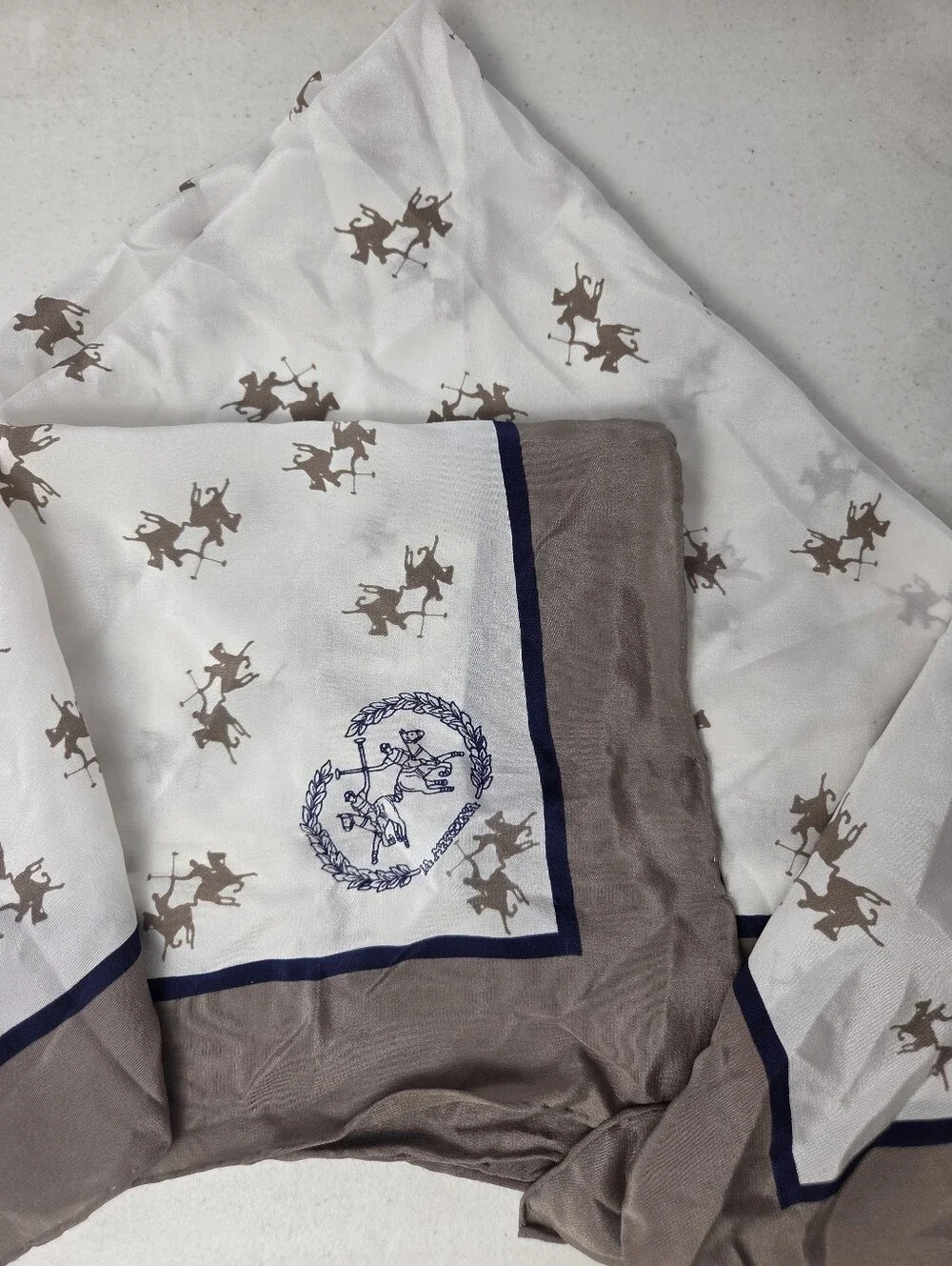 La Martina Saddlery Authentic luxury silk scarf equestrian Beige